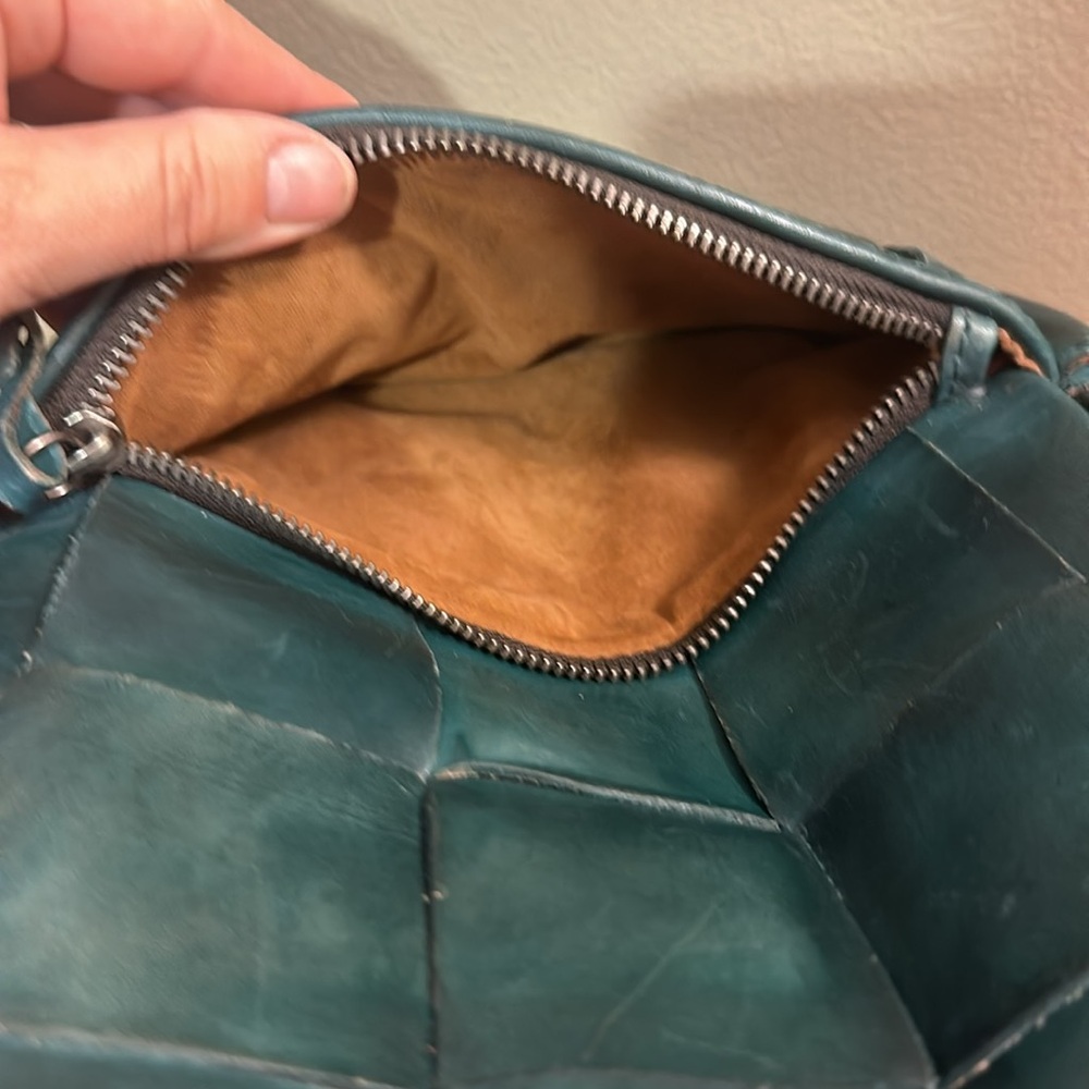 EUC Teal Blue Green Patricia Nash Leather Woven Backpack Bag Purse - Picture 5 of 7